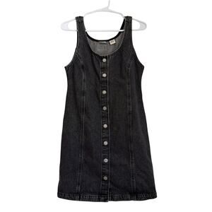 Levi’s Denim Button Front Mini Dress, Black, Women’s Sizze XS